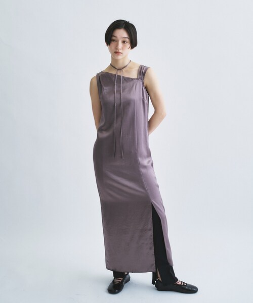 ワンピース satin neck slit dressの画像