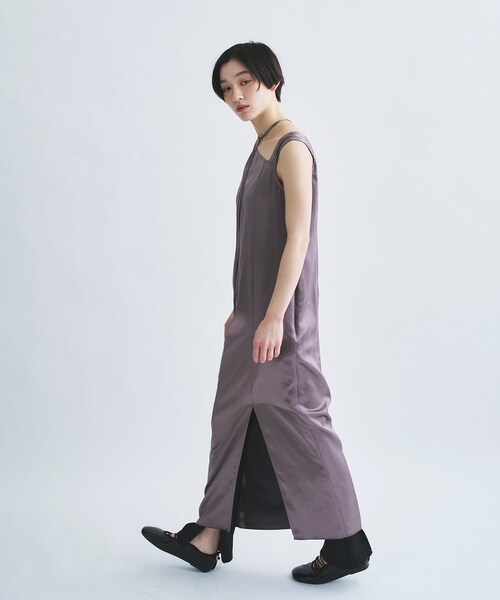 ワンピース satin neck slit dressの画像
