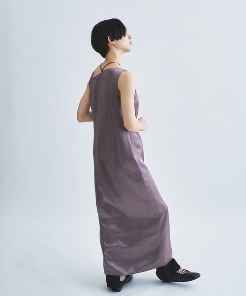 ワンピース satin neck slit dressの画像