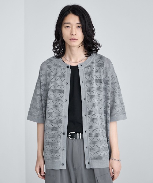 なおページ ブルー カーディガン RAGEBLUE（レイジブルー） カーディガン Lace Knitting Knit Crew