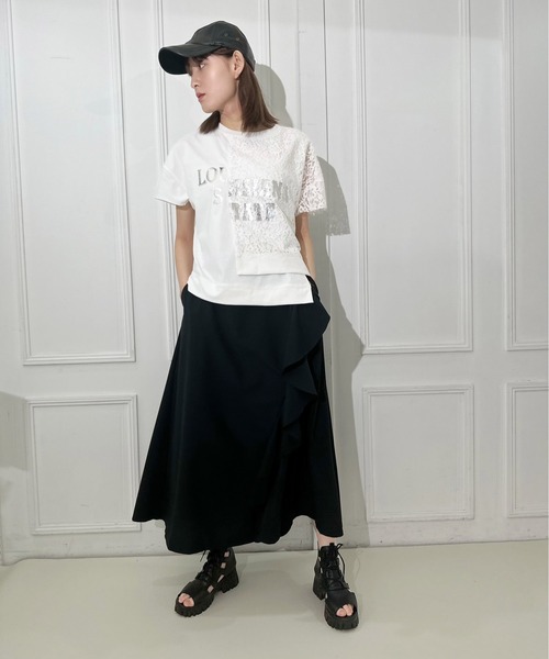 「AVIE」 ロングスカート 38 ライトグレー レディース_画像4