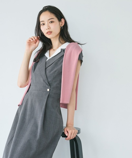 Andemiu（アンデミュウ） ワンピース レイヤード風フレンチスリーブ