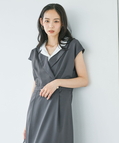 Andemiu（アンデミュウ） ワンピース レイヤード風フレンチスリーブ