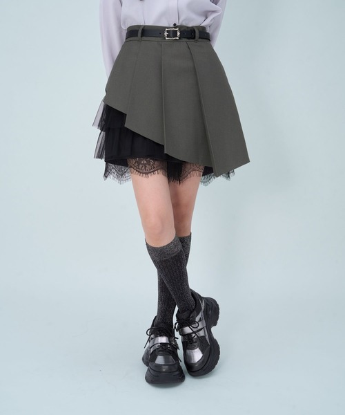 2WAYレースミリタリーミニスカート HARE（ハレ） スカート 2WAYレースプリーツミニスカート(HARE