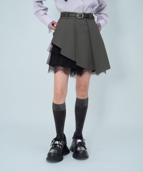 2WAYレースミリタリーミニスカート HARE（ハレ） スカート 2WAYレースプリーツミニスカート(HARE