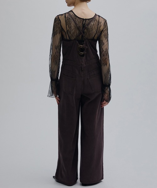 Ameri（アメリ） オールインワン BACK CROSS DENIM ROMPERS レディース