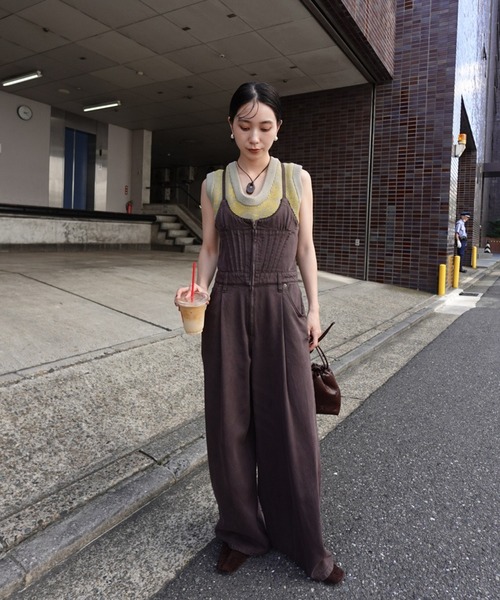 Ameri（アメリ） オールインワン BACK CROSS DENIM ROMPERS レディース