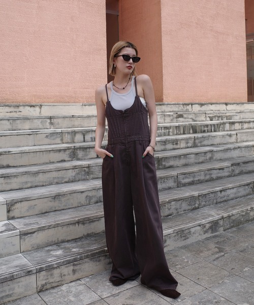 Ameri（アメリ） オールインワン BACK CROSS DENIM ROMPERS レディース