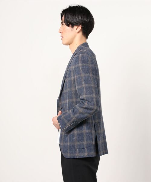定番人気得価 ジャケット ZOZOTOWN PayPayモール店 - 通販 - PayPayモール テーラードジャケット LARDINI:ウール/コットン/リネン ウィンドウペン シングル2ボタン ジャケット 在庫あお得
