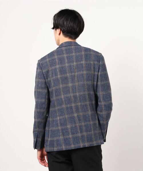 定番人気得価 ジャケット ZOZOTOWN PayPayモール店 - 通販 - PayPayモール テーラードジャケット LARDINI:ウール/コットン/リネン ウィンドウペン シングル2ボタン ジャケット 在庫あお得