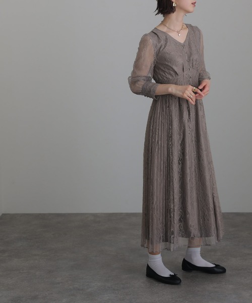 atlo オケージョンドレス 結婚式 お呼ばれドレス Lサイズ atlo ドレス Vネック パーティードレス 大きいサイズ七分袖