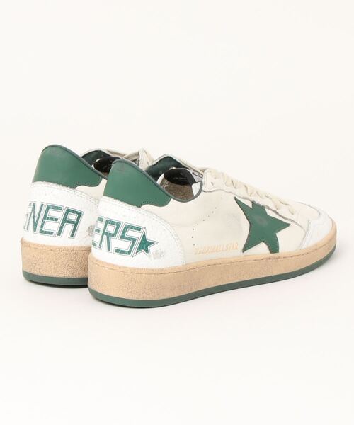 スニーカー GOLDEN GOOSE Ball Star sneakers white leather-green star ＆ heel tabの画像