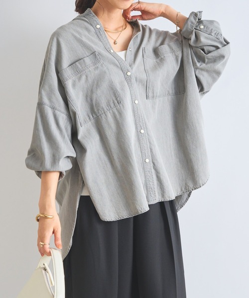 アンディコール ＊　新品✨　デニムシャツ　綿100％　(38)　長袖 un dix cors ブラウス シャツ デニムビックシャツ レディース