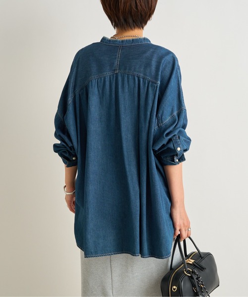 デニムビッグシャツ　un dix cors ブルー un dix cors ブラウス シャツ デニムビックシャツ レディース