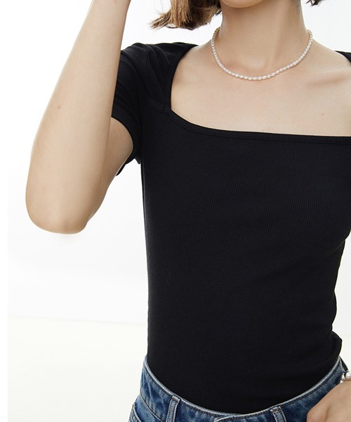 tシャツ 2wayコードネックリブT レディース tシャツ スクエアネック リブTシャツ FX22S353「Fano Studios