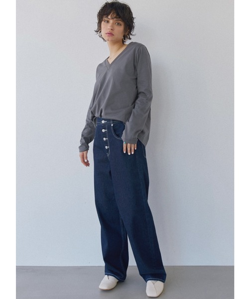 ALEXIA STAM（アリシアスタン） tシャツ Basic V Neck Long Sleeve Tee