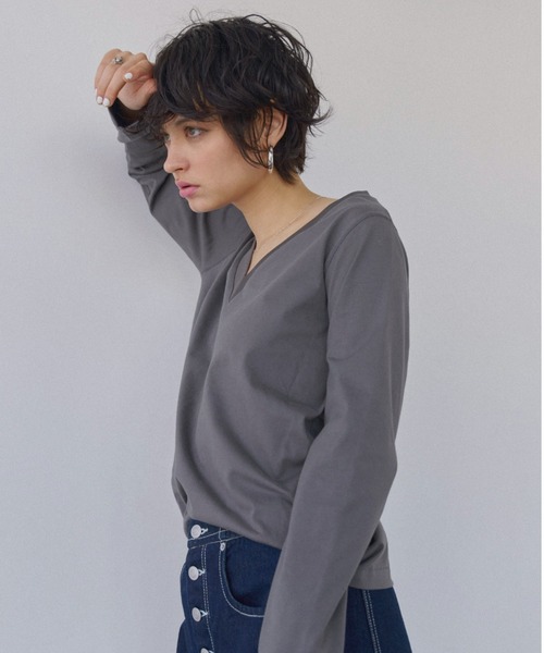 ALEXIA STAM（アリシアスタン） tシャツ Basic V Neck Long Sleeve Tee