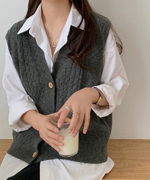 miniministore（ミニミニストア） ベスト ジレ Vネック ニットベスト