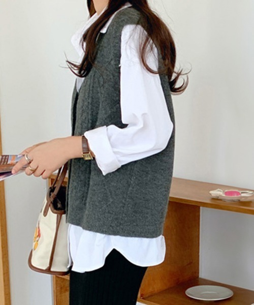 miniministore ベスト ジレ Vネック ニットベスト レディース春秋冬