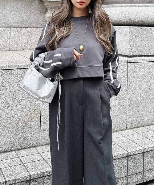 tシャツ ラインショートスウェット レディース