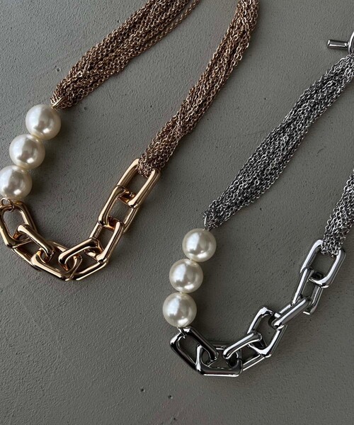 ネックレス 「LOHME/ローム」Pearl Mix Chain Necklace レディース  