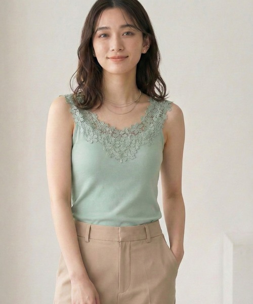 希少未使用★あちゃちゅむ　ナタリーレテ　チュールタンクトップ　刺繍リーフ柄 希少未使用☆あちゃちゅむ ナタリーレテ チュールタンクトップ 刺繍