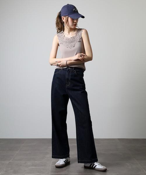 PRADA ノースリーブトップス 黒　花柄レース模様 セール】【zozo限定】フラワー レース シアー ノースリーブ