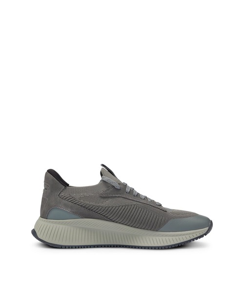 BOSS TTNM EVO ミックスマテリアルスニーカー リブソール BOSS - TTNM EVO hybrid trainers with fishbone sole - Black