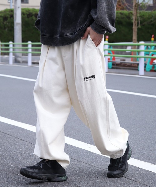 [BINARY01]テイクン ダメージ ワイドパンツ トレンディ MERLOT ジーンズ デニム デニムパンツ サイドダメージワイド