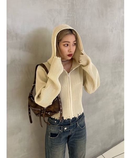 SLY CRUSH KNIT HOODIE クラッシュ ニット フーディ SLY パーカー CRUSH KNIT HOODIE クラッシュ ニット フーディ