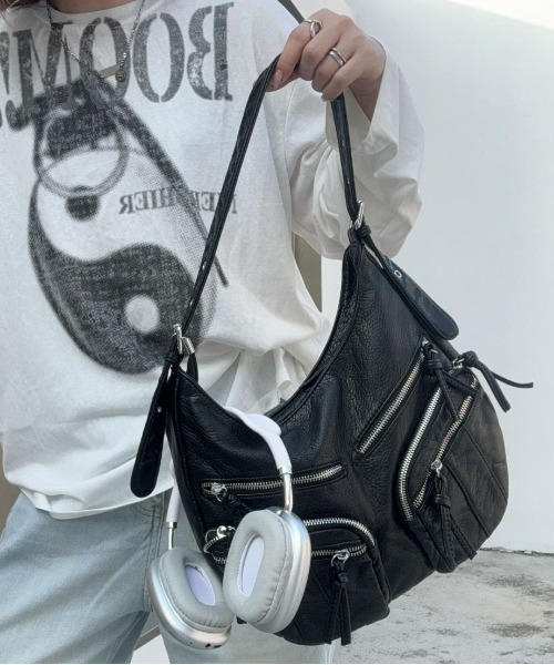 のビンテージバッグ FINEnough ショルダーバッグ バッグ シルバーファスナー使いビンテージ