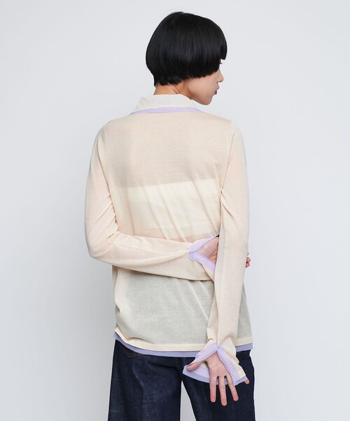 AEWEN MATOPH シフォン コンビ ポロ カーディガン AEWEN MATOPH カーディガン 「AEWEN MATOPH」シフォンコンビ