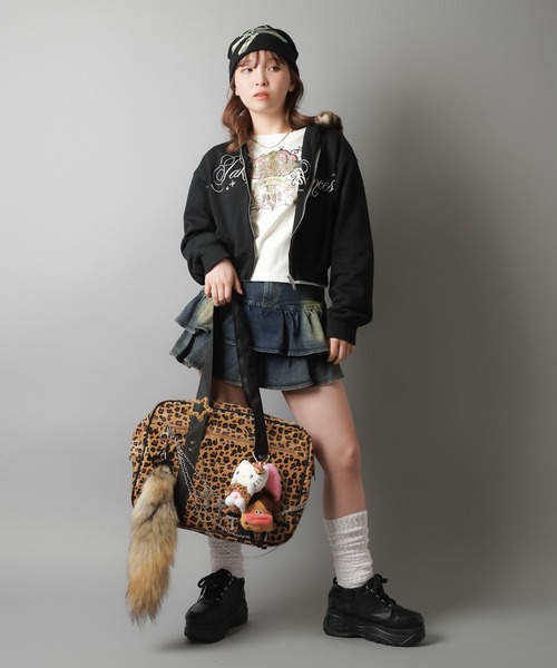 SPINNS デニムスカート デニムティアードミニスカート/ベルト/スカパン