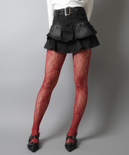 Pium ベルト付きティアードデニムスカート ベルト付きティアードデニムスカート – pium