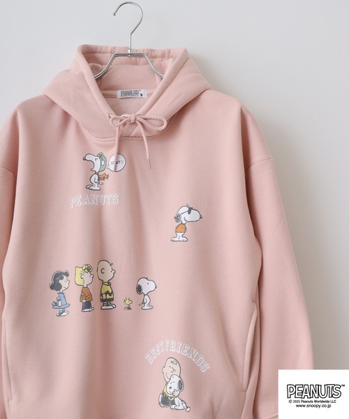 PEANUTS パーカー XL パープル PEANUTS パーカー PEANUTSランダム柄プルパーカー メンズ レディース