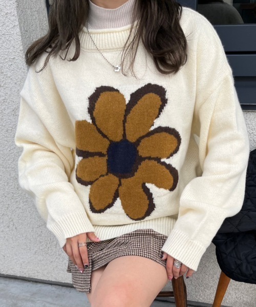 「nemne store」 長袖ニット フリー アイボリー レディース_画像2