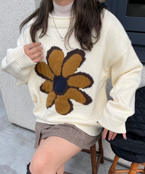 「nemne store」 長袖ニット フリー アイボリー レディース_画像3