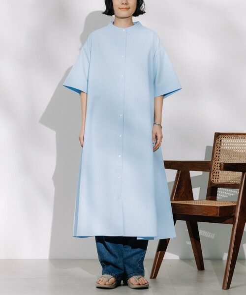 美品2024年製ノーコントロールエアー【定価3.7万】マオカラーシャツワンピース 美品2024年製ノーコントロールエアー【定価3.7万】マオカラーシャツ