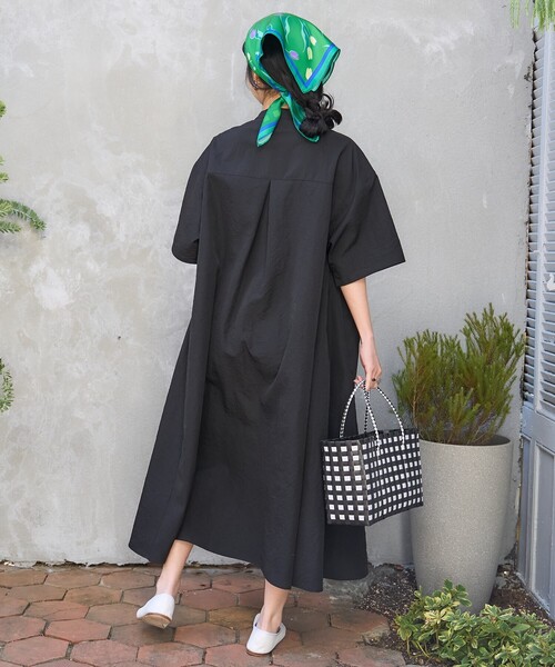 FREAK'S STORE シャツワンピース マオカラー ショートスリーブ