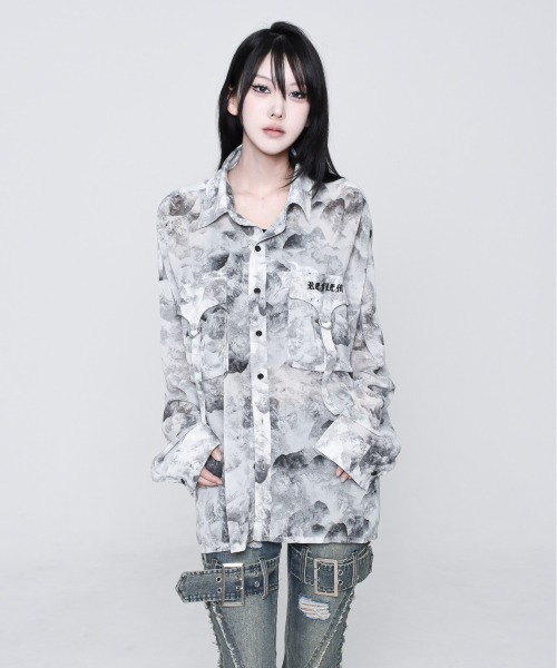 ブラウス シャツ 「REFLEM/レフレム」カーゴポケット付きシアーシャツ レディース メンズ REFLEM ブラウス シャツ 「REFLEM/レフレム」カーゴポケット付き