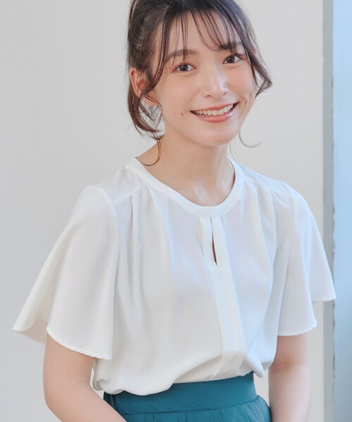 ブラウス シャツ 「2WAY・接触冷感」ノーカラーブラウス レディース