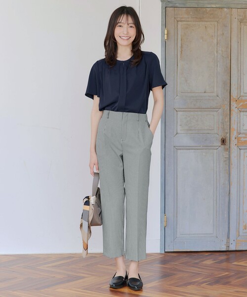 Tiaclasse ブラウス シャツ 半袖 ノーカラーブラウス レディース