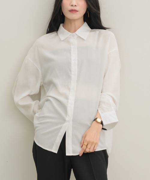 NEUNA（ヌナ） ブラウス シャツ バックオープンシアーシャツ