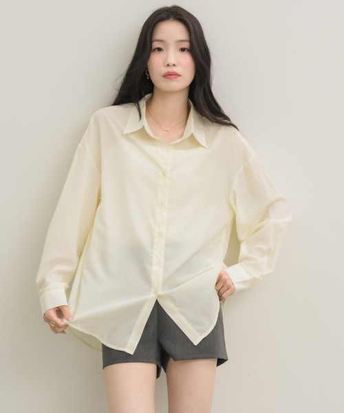 NEUNA（ヌナ） ブラウス シャツ バックオープンシアーシャツ