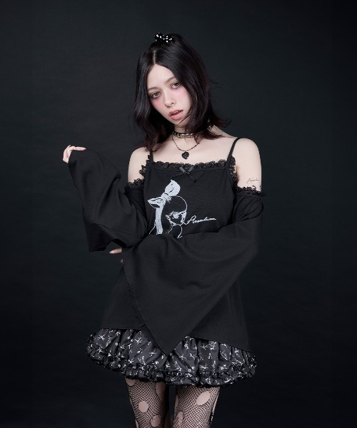 tシャツ ERICO collaboration illustration flare sleeve top レディース