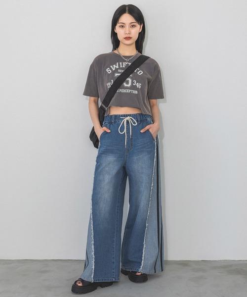 [PAGEBOY] обработка Denim брюки MEDIUM серый женский 