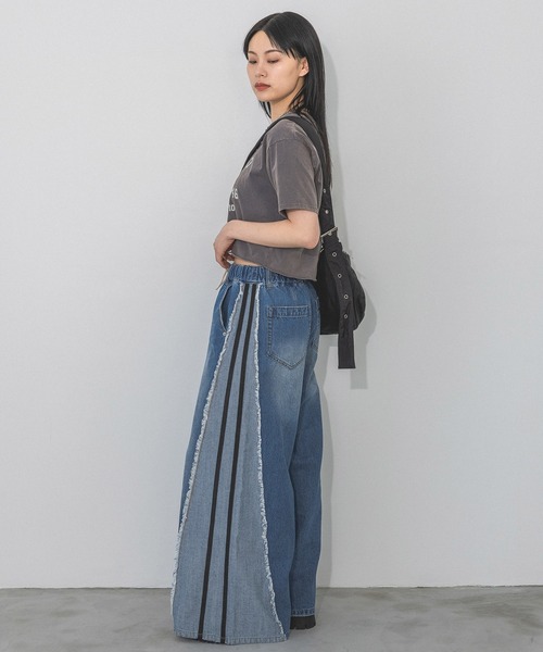 [PAGEBOY] обработка Denim брюки MEDIUM серый женский 