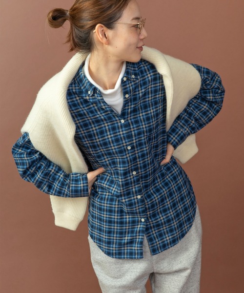 PAR ICI（パーリッシィ） ブラウス シャツ ネルチェック 丸襟ボタン