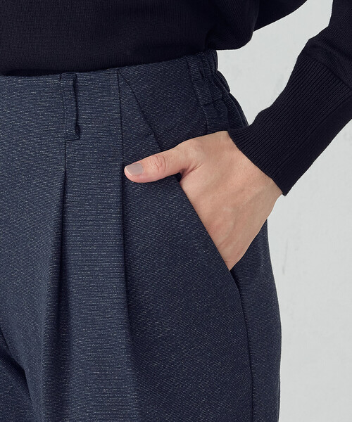 セレモニースーツ スラックス パンツ 「ウォッシャブル」メランジジャージ＆ナイロンレーヨンポンチ　テーパードパンツ レディース