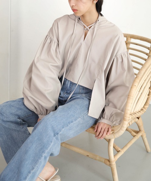 「Bab」 長袖ブラウス M ライトグレー レディース_画像9